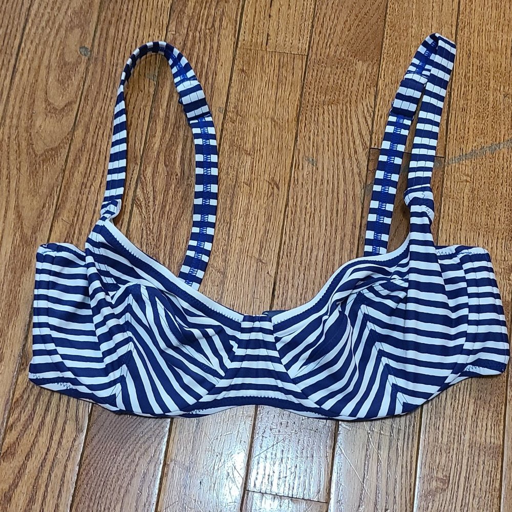 Profile Blush Blue Stripe Bikini Top (M) NWOT